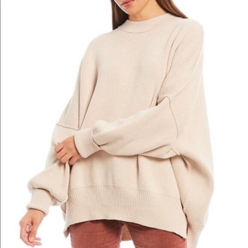 Free People Oversized Cream Pullover Sweater